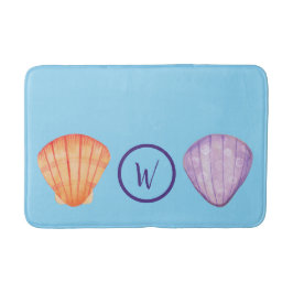 Tapete De Banheiro Watercolor Seashells Bath Mat