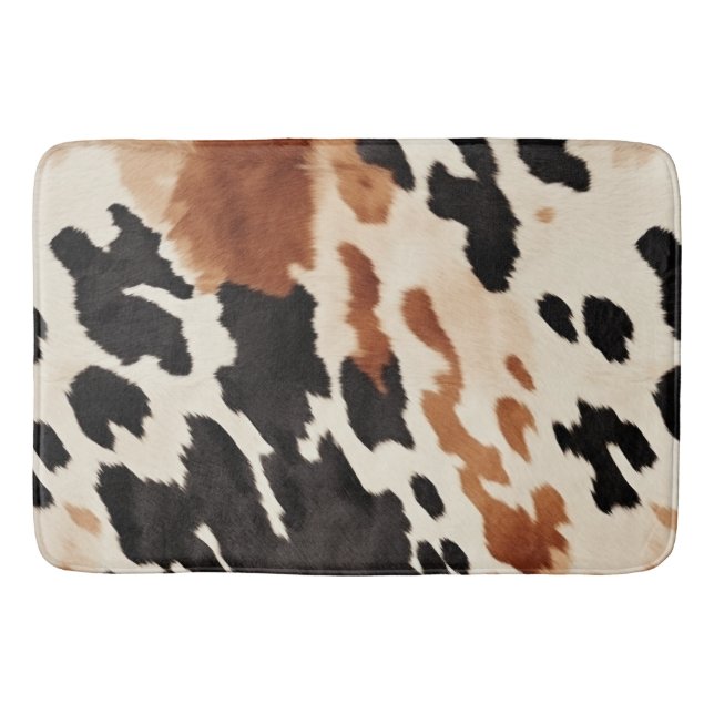 Tapete De Banheiro Western Brown Cream Animal Cowhide (Frente)