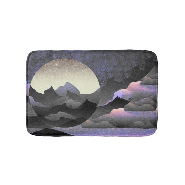 Tapete De Banheiro Whimsical Moon and Mountains Abstract Art (frente)