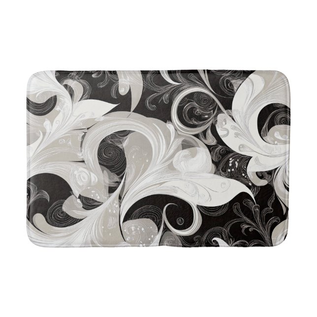 Tapete De Banheiro Whimsy em Black and Cream Barroco Swirings (Frente)