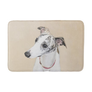 Tapete De Banheiro Whippet, inglês Whippet, pressão, branco, rajado