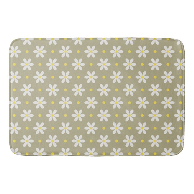Tapete De Banheiro White Daisies Pattern Custom Background (Frente)