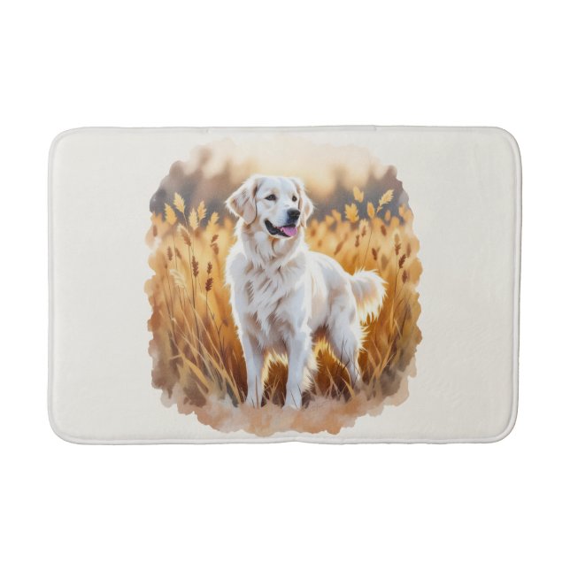 Tapete De Banheiro White Golden Retriever Dog (Frente)