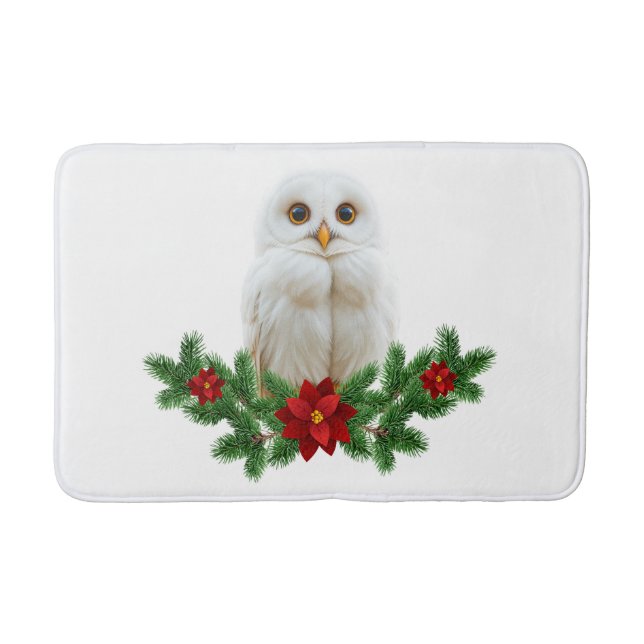 Tapete De Banheiro White Snow Christmas Owl (Frente)