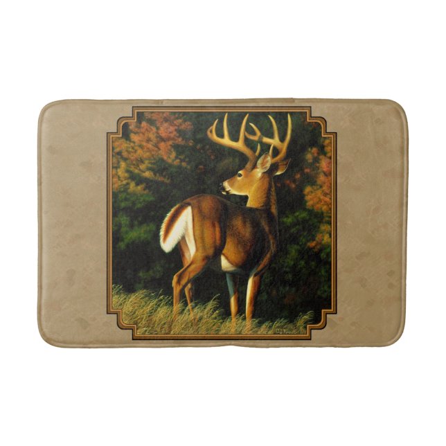 Tapete De Banheiro Whitetail Buck Deer Hunting Tan (Frente)