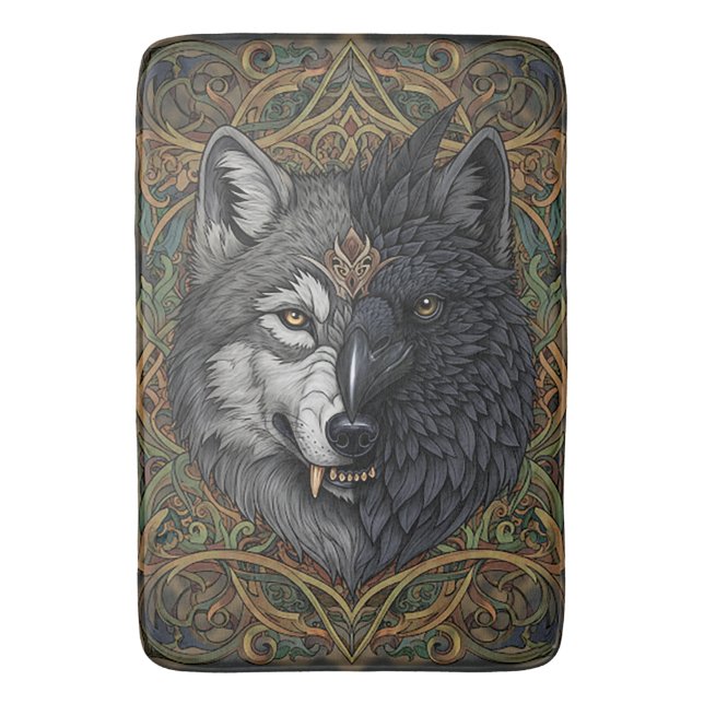 Tapete De Banheiro Wild Nature Crow-Raven Wolf (Frente Vertical)