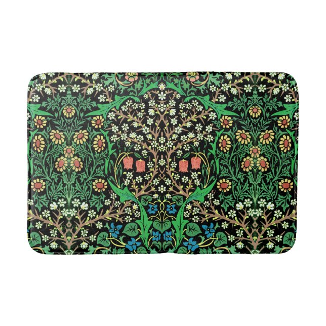 Tapete De Banheiro William Morris Jacobean Floral, Fundo Negro (Frente)