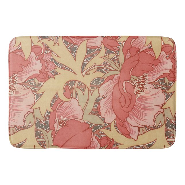 Tapete De Banheiro William Morris Poppies Floral Art Nouveau Pattern (Frente)