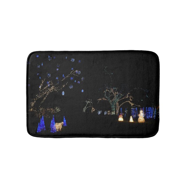 Tapete De Banheiro Winter Wonderland Lights Blue and White Holiday (frente)