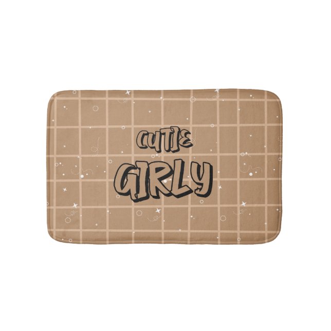 Tapete De Banheiro Xadrez Brown Girly Fofo (frente)