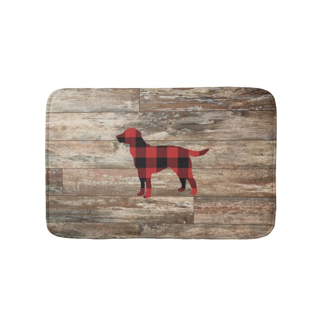 Tapete De Banheiro Xadrez Cão Labrador Bath Wood Mat Russo (frente)