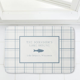 Tapete De Banheiro Xadrez Clássica Personalizável Lago Casa Azul