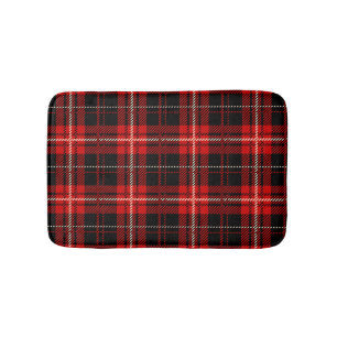Tapete De Banheiro Xadrez de Creme Preto Vermelho