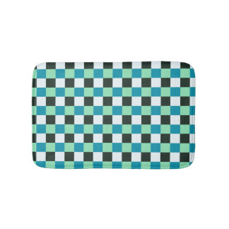 Tapete De Banheiro Xadrez de Turquesa Azul Aqua Azul Branco do Carvão