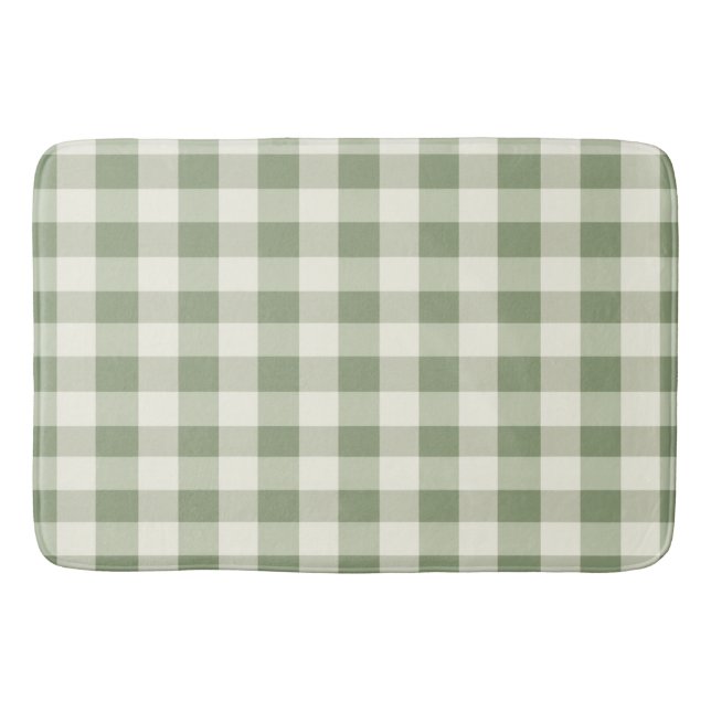 Tapete De Banheiro Xadrez de Verificação de Búfalos de Gingham Verde (Frente)