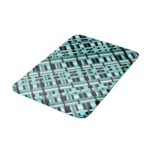 Tapete De Banheiro Xadrez em Aqua, Teal, Preto e Branco Diagonal