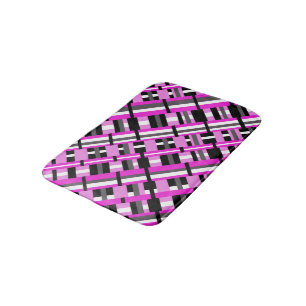 Tapete De Banheiro Xadrez em cor rosa, preto e Cinza Diagonal