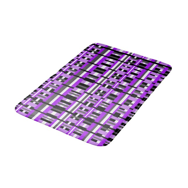 Tapete De Banheiro Xadrez em roxo, preto e Cinza (Angulado)