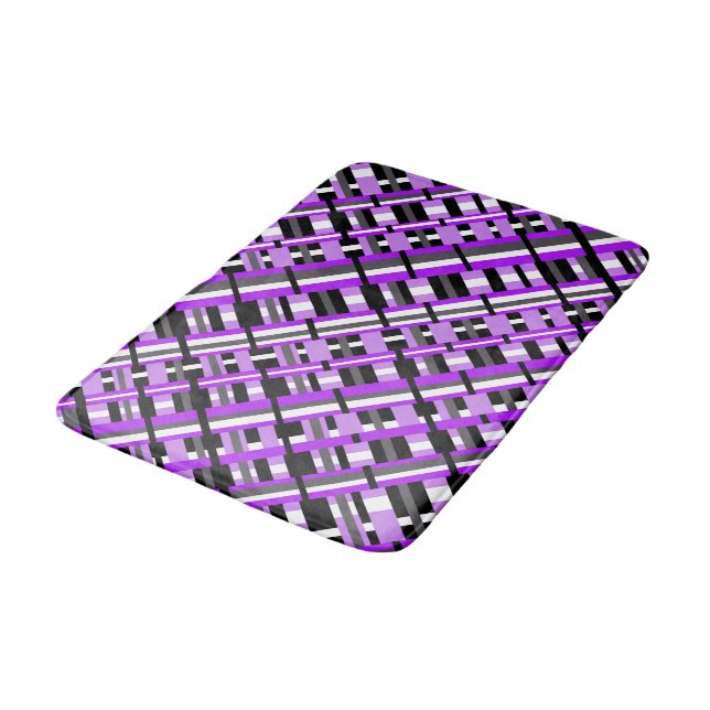 Tapete De Banheiro Xadrez em roxo, preto e Cinza Diagonal (Angulado)