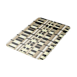 Tapete De Banheiro Xadrez em Taupe, Tan, Preto, Branco Moderno