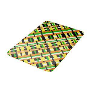 Tapete De Banheiro Xadrez em Verde, Laranja e Amarelo Moderno Diagona