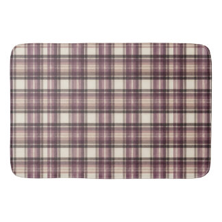 Tapete De Banheiro Xadrez Escocês Roxo e Creme Vintage