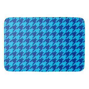 Tapete De Banheiro Xadrez Houndstooth Azul Ciano Azul Marinho 