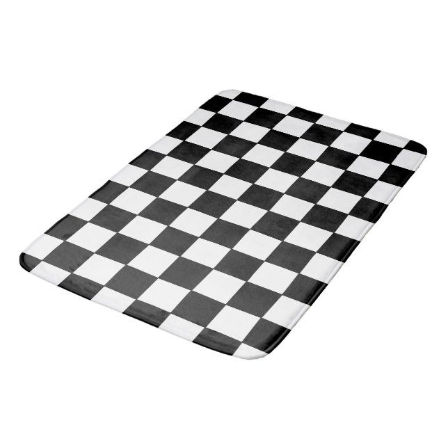 Tapete De Banheiro Xadrez Preto e Branco (Angulado)