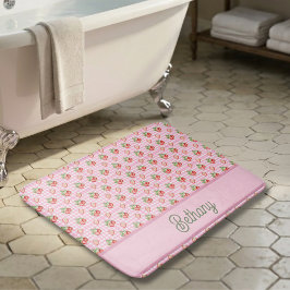 Tapete De Banheiro Xadrez Rosa de Morango no Estilo Gingham