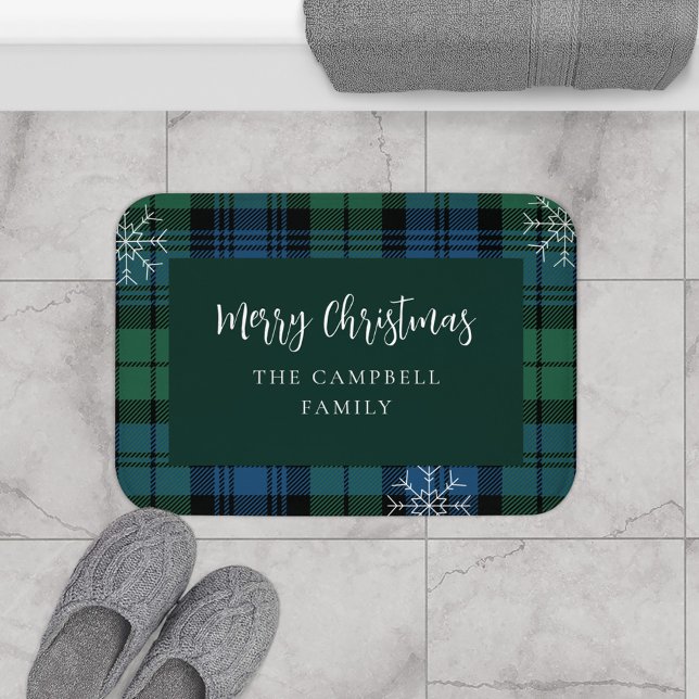Tapete De Banheiro Xadrez Rustic Elegant Script Campbell Tartan (Rustic Plaid Campbell Tartan Christmas Bath Mat)