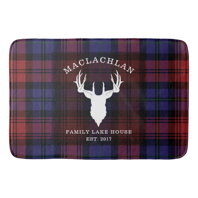 Tapete De Banheiro Xadrez Tartan Clan MacLachlan Family Lake House (Frente)