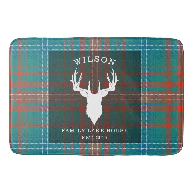 Tapete De Banheiro Xadrez Tartan Clan Wilson Family Lake House (Frente)