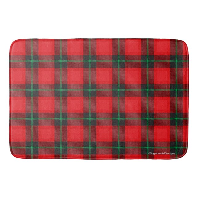 Tapete De Banheiro Xadrez Tartan Red, Black Scottish Trendy (Frente)