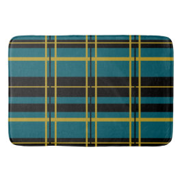 Tapete De Banheiro Xadrez Tradicional Preta, Nata-Manteiga, Chá Escur