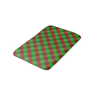 Tapete De Banheiro Xadrez Vermelha e Verde