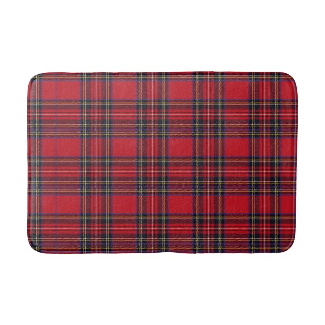 Tapete De Banheiro Xadrez Vermelha Real Stewart Tartan (Frente)
