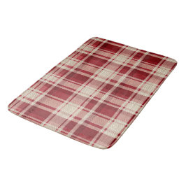 Tapete De Banheiro Xadrezes de Creme Vermelho