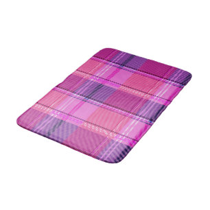 Tapete De Banheiro Xícara Magenta Berry Plaid Estética