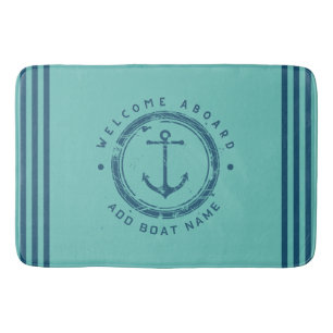 Tapete De Banheiro Yacht clube de ancoragem náutica Marinho azul barc