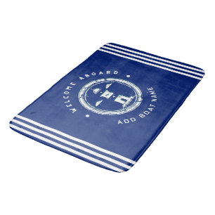 Tapete De Banheiro Yacht clube de ancoragem náutica Marinho azul barc