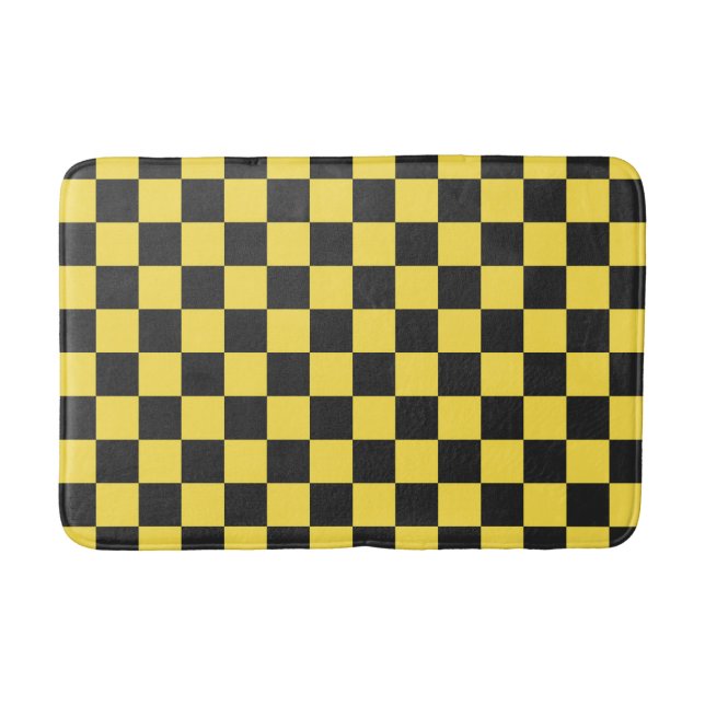 Tapete De Banheiro Yellow and black checkerboard pattern (Frente)