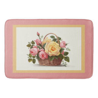 Tapete De Banheiro Yellow And Pink Roses Bath Mat