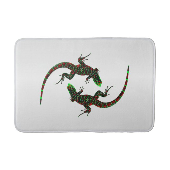Tapete De Banheiro Yin Yang Lizards Silver (Frente)