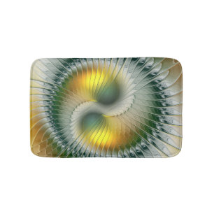 Tapete De Banheiro Yin Yang Verde Amarelo Abstrato Colorido Fractal