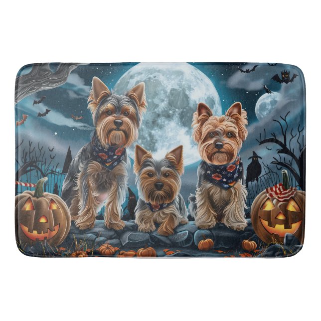Tapete De Banheiro Yorkshire Terrier Halloween Spooky (Frente)