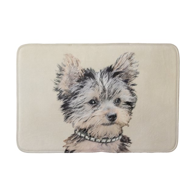 Tapete De Banheiro Yorkshire Terrier Puppy Pintura Original (Frente)