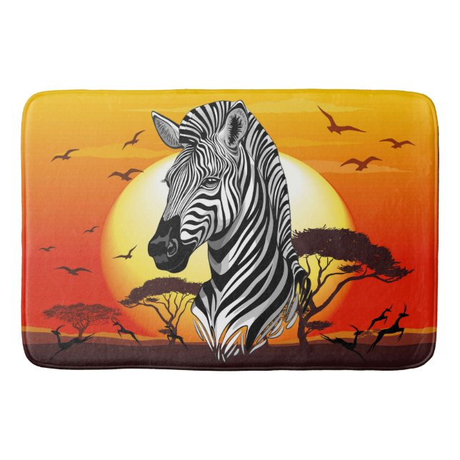 Tapete De Banheiro Zebra African Savanna Wild Animal (Frente)