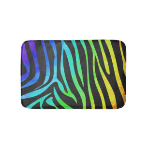 Tapete De Banheiro Zebra Black e Rainbow Impressão