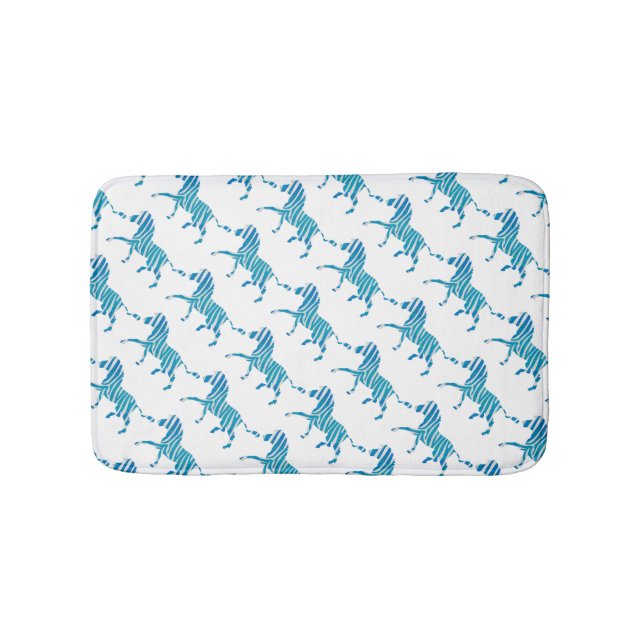Tapete De Banheiro Zebra Blue e White Silhouette (frente)