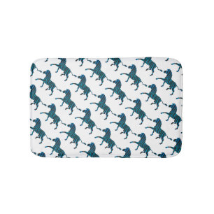 Tapete De Banheiro Zebra de Silhueta Azul e Preta
